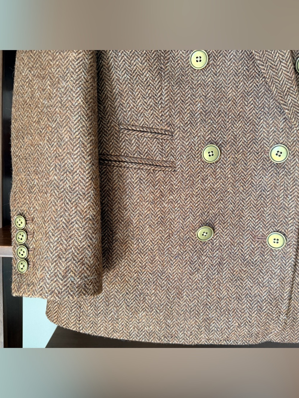 J.Crew Bristol Blazer Hazelnut English Wool Herringbone Double Breasted NWOT 0 - Picture 3 of 10